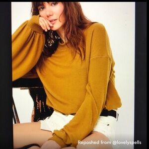 Free People Beach Mustard Yellow Oversized Sweater